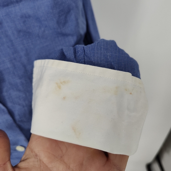 Lauren Ralph Lauren Blue and White Button Down Shirt Women's Size 4 - Picture 10 of 11